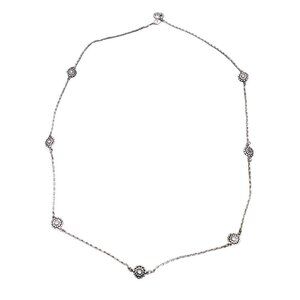 Trifari Rhinestone Flower Link Chain Necklace Silver Tone Lobster Closure 32"